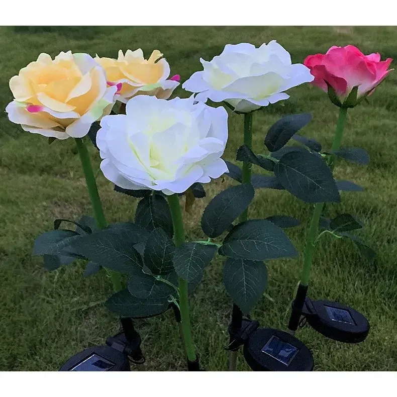 Lampa Solara LED tip Trandafir cu o floare pentru Gradina, Inaltime 75 cm (7)