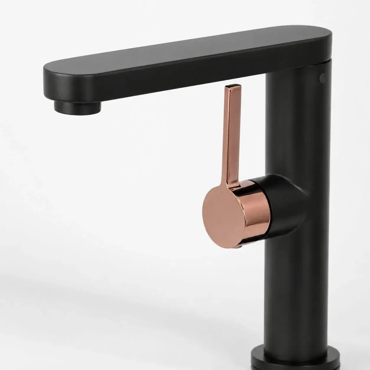 Baterie Lavoar HASSO 9107H/M, Alama Sanitara, Monocomanda, Cartus Ceramic 40 mm, Negru Mat/Rose Gold (2)