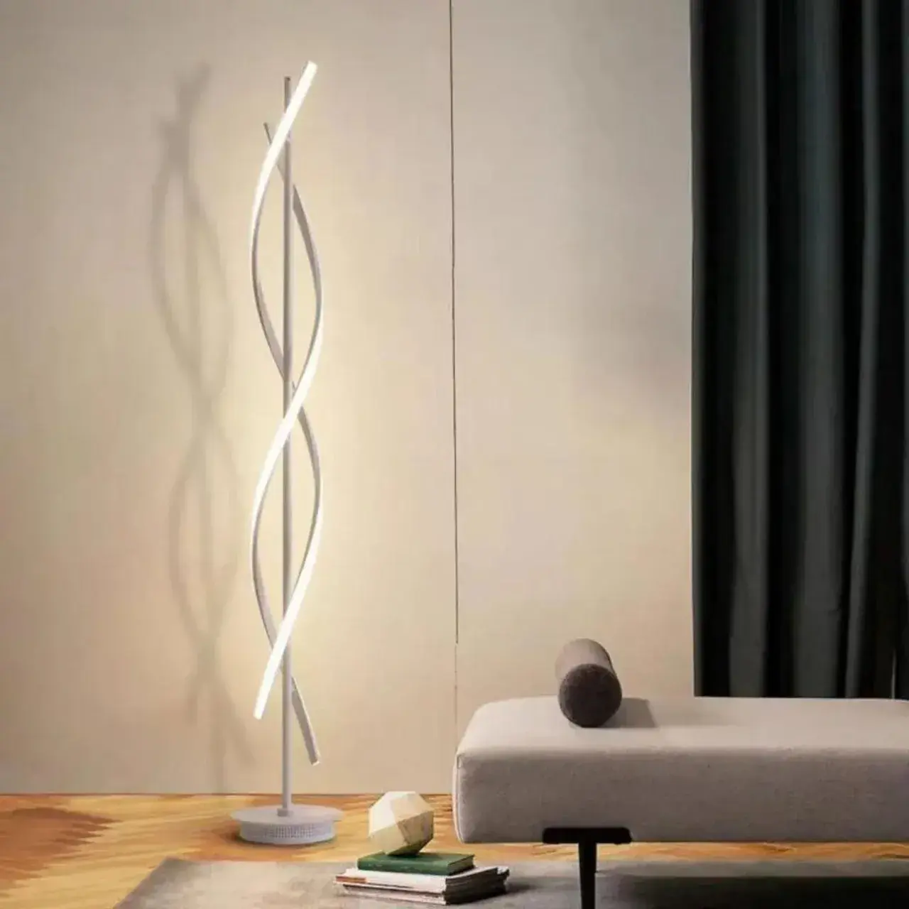 Lampadar LED Upsilon, 48W, lumina Rece/Calda/Neutra, Metal si Acril, Alb