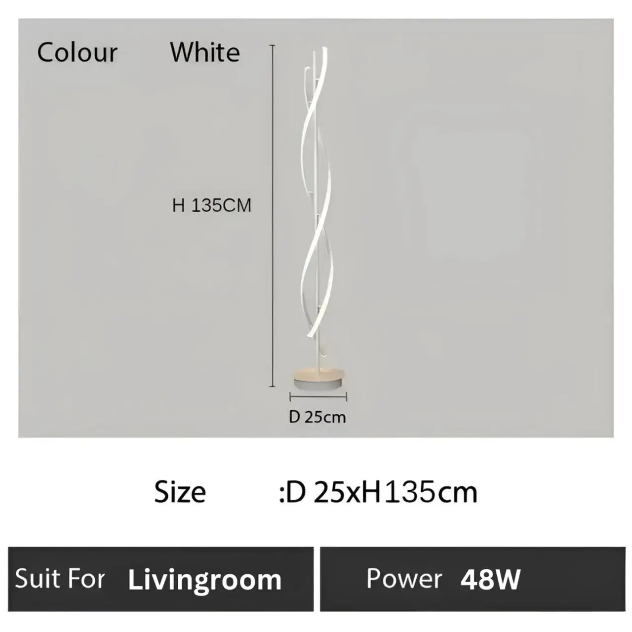 Lampadar LED Upsilon, 48W, lumina Rece/Calda/Neutra, Metal si Acril, Alb (4)