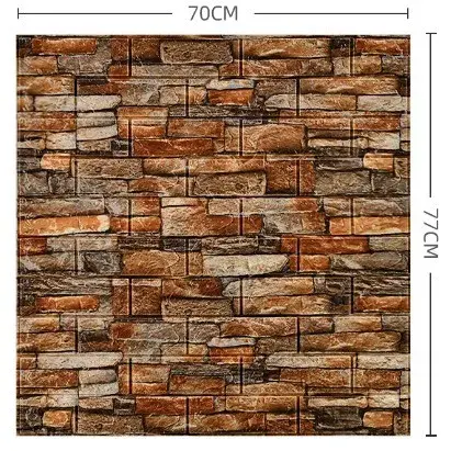 Set 10 Placi Tapet 3D, 70 x 77 cm, Grosime 3 mm, din Polietilena, Model Caramida, Suprafata acoperita 5.3 mp, Piatra Rosie (4)