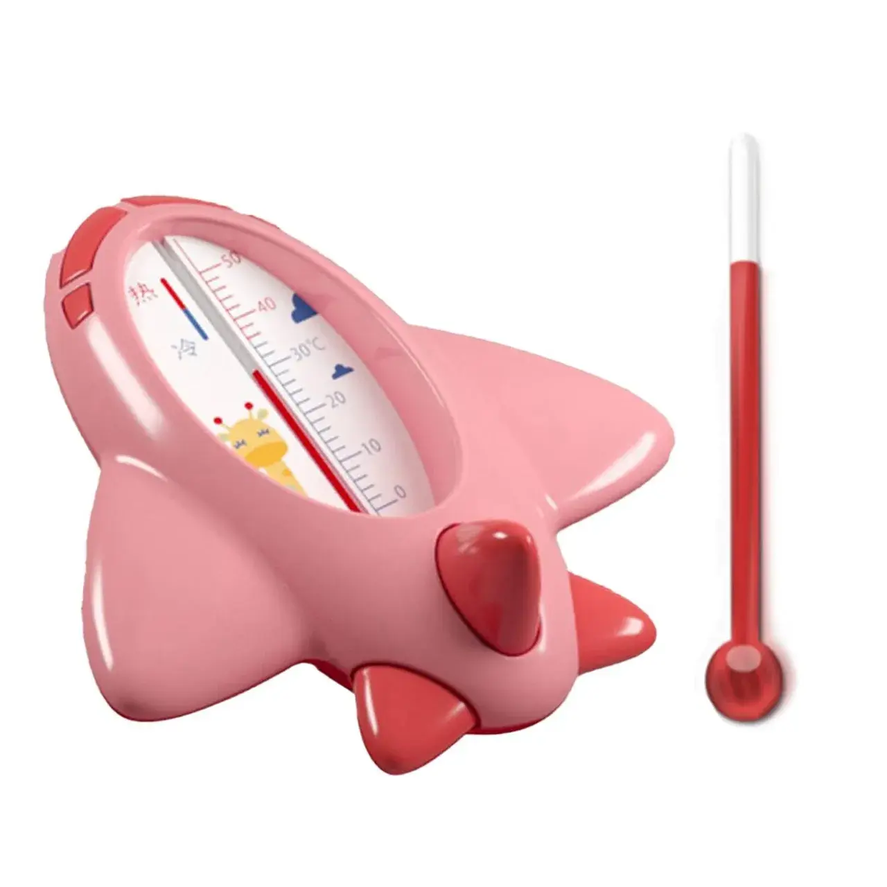 Termometru pentru Baie, Plutitor, Rezistent la apa, Multifunctional, Model Avion, 11x10x4 cm, Roz (4)