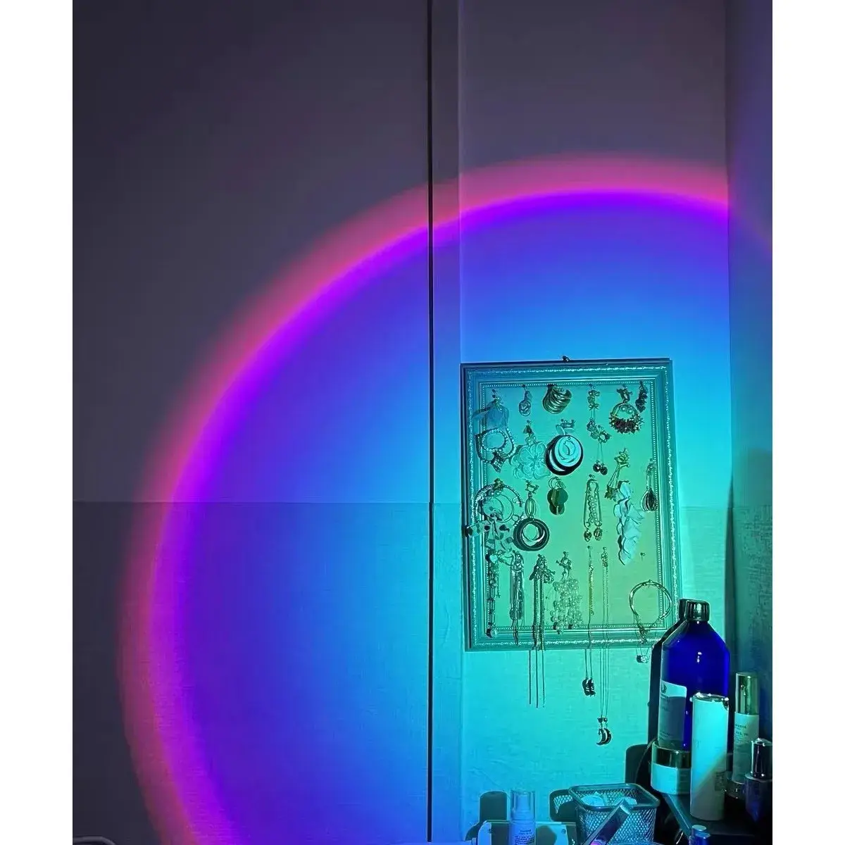 Lampa de veghe cu proiectie Multicolor RGB cu telecomanda, lumina ambientala pentru atmosfera romantica, iepuras, Roz (5)