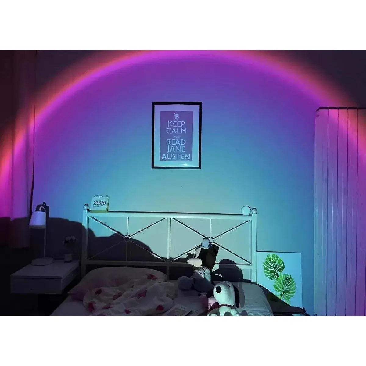 Lampa de veghe cu proiectie Multicolor RGB cu telecomanda, lumina ambientala pentru atmosfera romantica, iepuras, Roz (8)