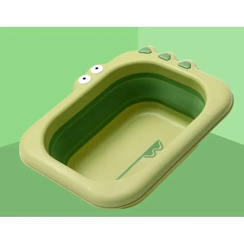 Lavoar Pliabil, pentru Copii, din PP/TPE, Portabil, Model Crocodil, 30x24.5x9 cm, Verde (7)