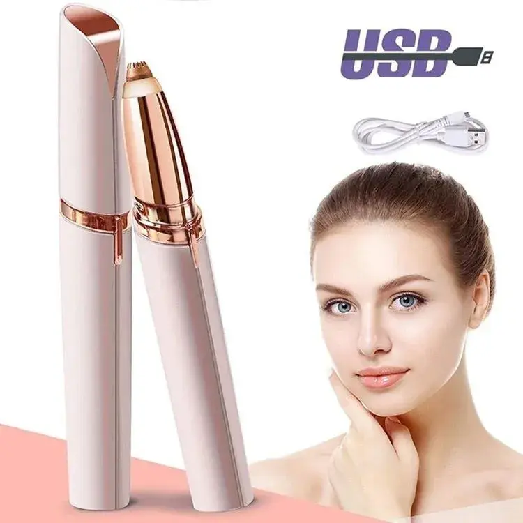 Trimmer Facial pentru Sprâncene și Păr Facial, Reîncărcabil USB, Design Compact, ABS, Alb, 1.5 x 13 cm (3)