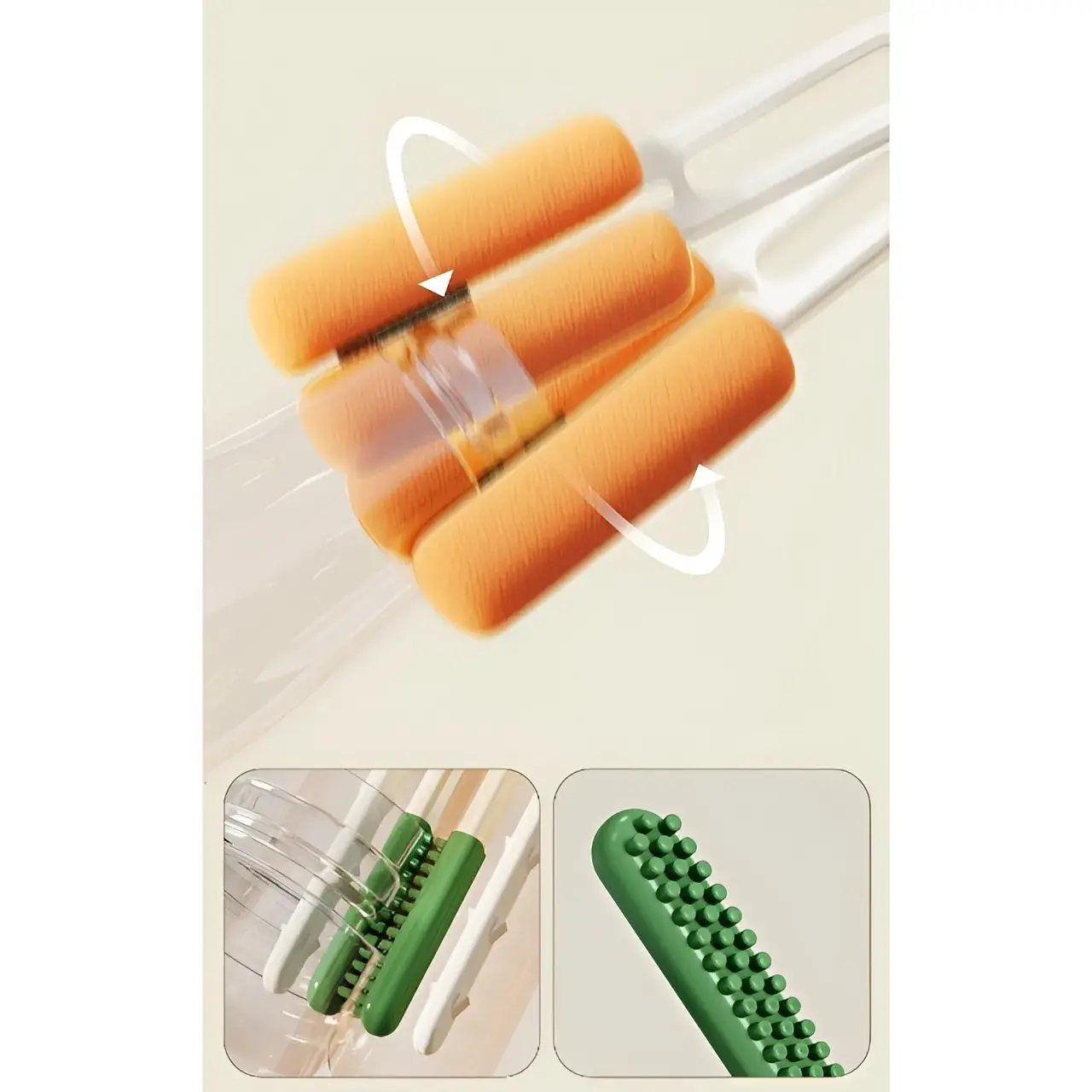Perie de Curatat Pahare, Cani, Sticle, cu Maner Lung si Burete, Accesorii pentru Spalarea Paielor si Capacelor, usor de Agatat, 27.5x11.4x6cm, Alb (2)