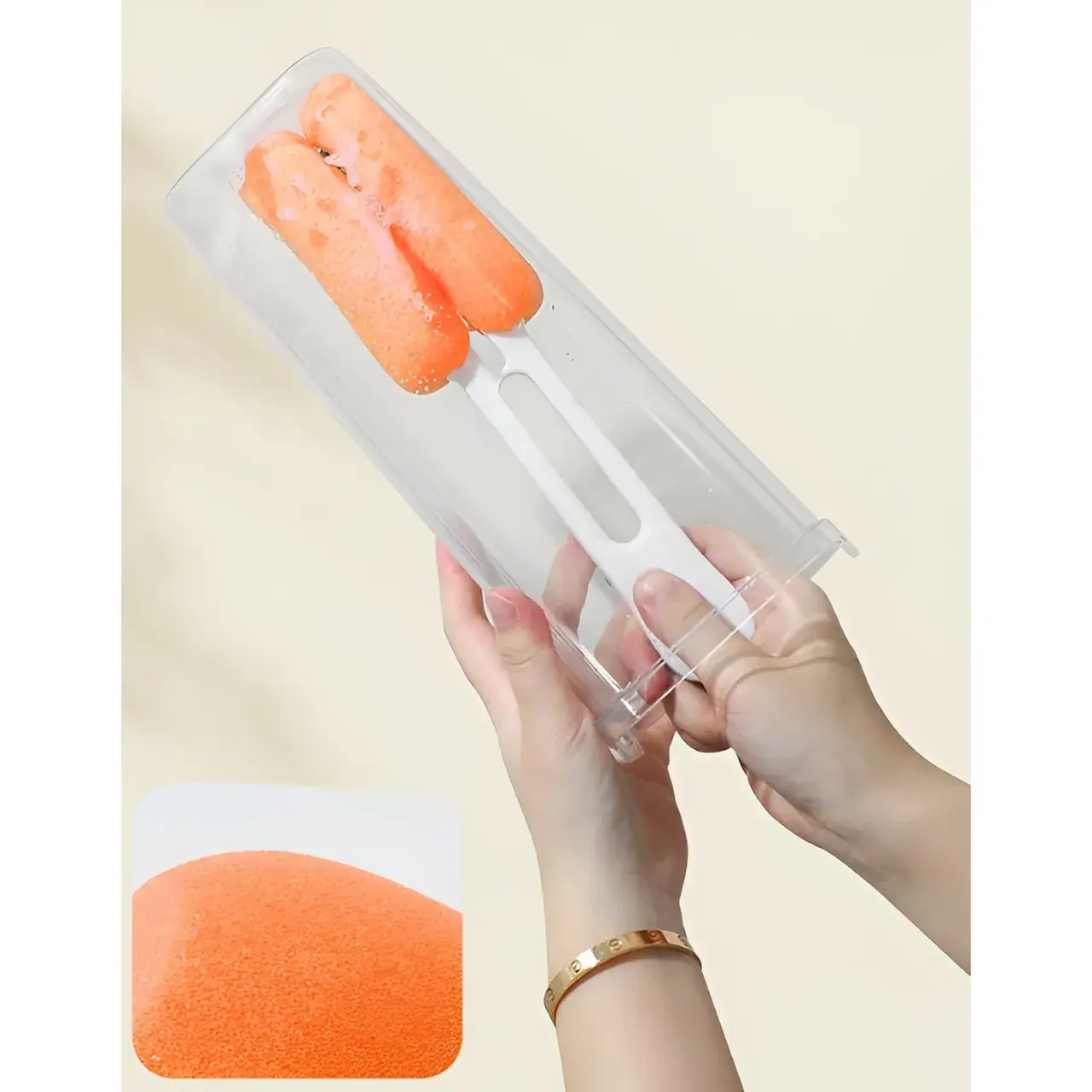 Perie de Curatat Pahare, Cani, Sticle, cu Maner Lung si Burete, Accesorii pentru Spalarea Paielor si Capacelor, usor de Agatat, 27.5x11.4x6cm, Alb (3)