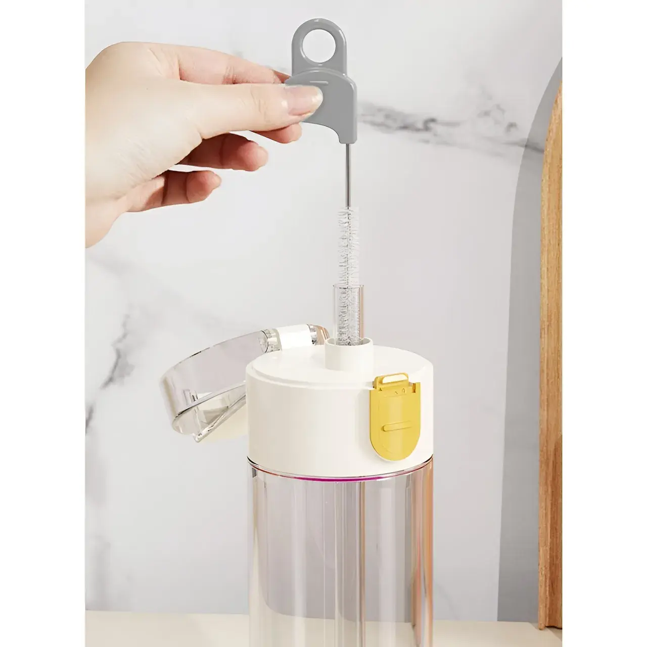 Perie de Curatat Pahare, Cani, Sticle, cu Maner Lung si Burete, Accesorii pentru Spalarea Paielor si Capacelor, usor de Agatat, 27.5x11.4x6cm, Alb (8)