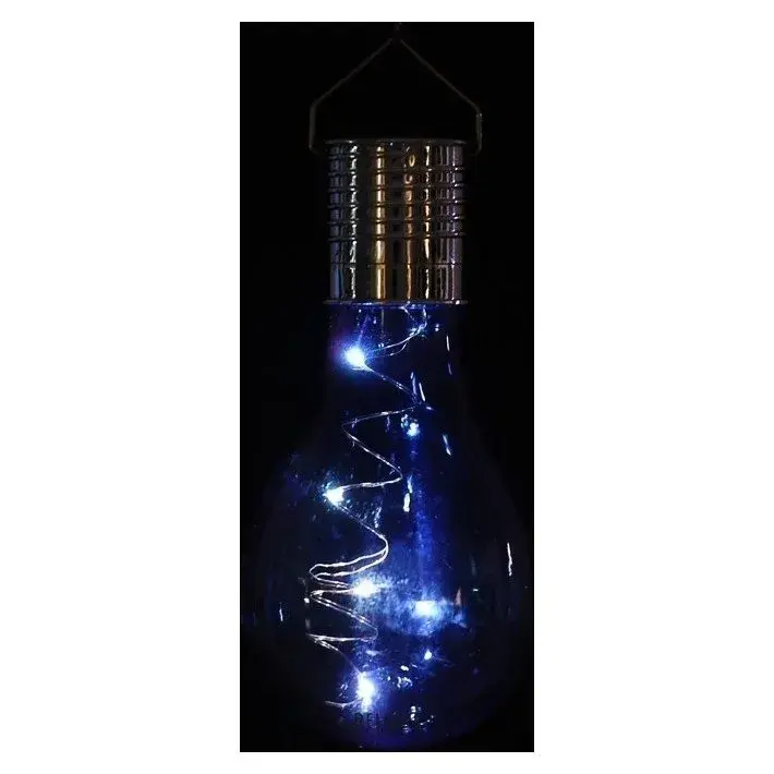 Lampa Solara LED Decorativa sub forma de Bulb, pentru exterior, suspendata, IP65, Ultron Albastru (5)