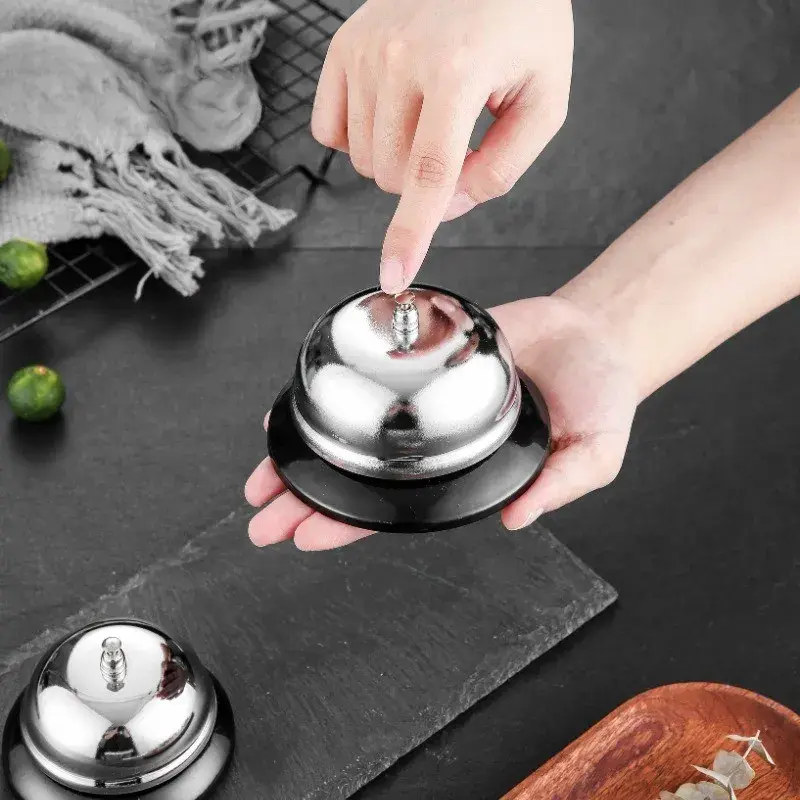 Clopotel sonerie metalica, pentru receptie hoteluri, baruri, restaurante, material metal si plastic, 6 x 10 cm, argintiu (2)