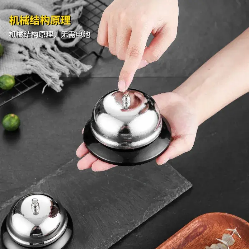 Clopotel sonerie metalica, pentru receptie hoteluri, baruri, restaurante, material metal si plastic, 6 x 10 cm, argintiu (5)