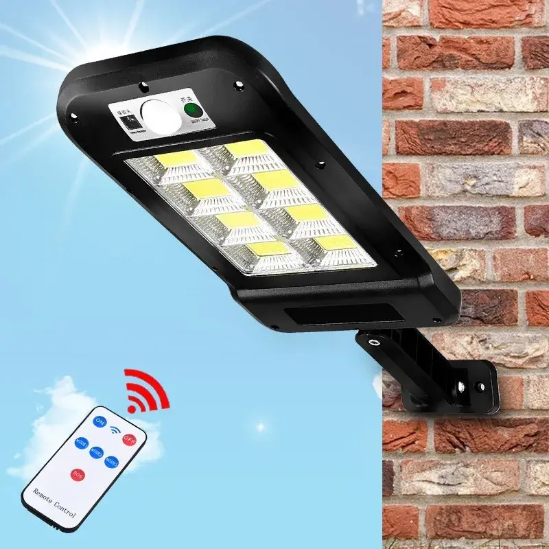 Lampa Solara De Exterior LED, 36 cm x 11.5 cm, kit montare inclus, 2880 Lumeni 120 COB LED 24 W - echivalent 192 W bec incadescent, IP65, Senzor de Miscare, 3 moduri de iluminare, Senzor de Lumina, 12 Grile, Alb Rece (4)