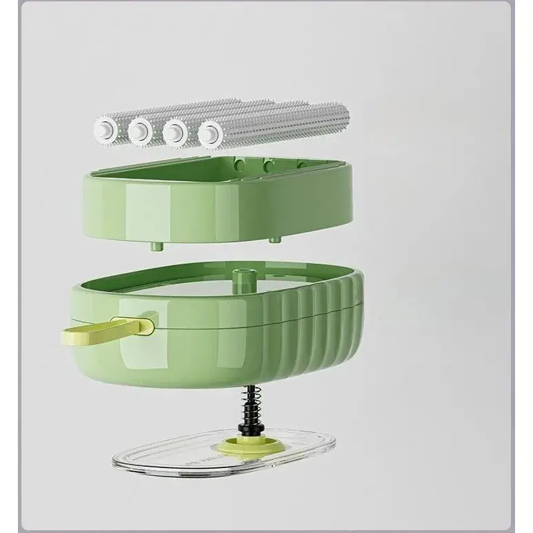 Perie de Spalat Haine, cu Dispenser pentru Detergent, 4 Perii de Curatare, din ABS + PS, Verde (4)
