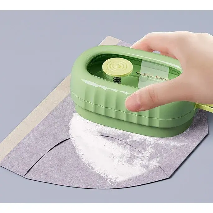 Perie de Spalat Haine, cu Dispenser pentru Detergent, 4 Perii de Curatare, din ABS + PS, Verde (7)