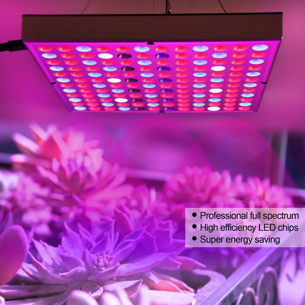 Lampa LED 45W, pentru cresterea plantelor in interior, 225 de leduri, 165 leduri rosii, 60 albastre, 30 x 30 cm, multicolor (5)