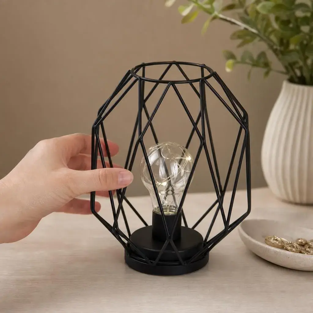 Lampa Solara, Alimentare Solara, Iluminare pentru Exterior, pentru Gradina, Curte si Terasa, Lumina Calda, 21x17.5 cm, Negru (6)