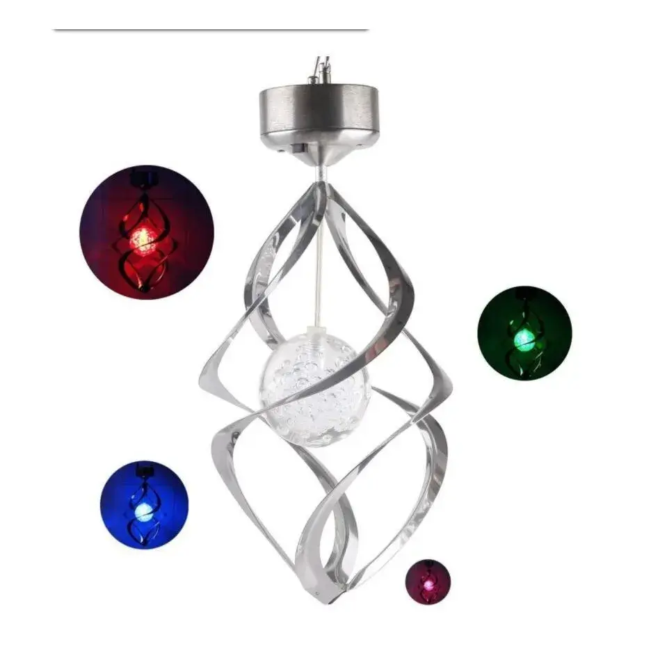 Lampa solara LED RGB spirala pentru gradina/terasa, se roteste de la vant, 35 x 5.5 cm, rezistenta la apa, 2V, 600 mAh, multicolor (4)