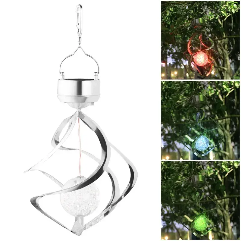 Lampa solara LED RGB spirala pentru gradina/terasa, se roteste de la vant, 35 x 5.5 cm, rezistenta la apa, 2V, 600 mAh, multicolor (5)