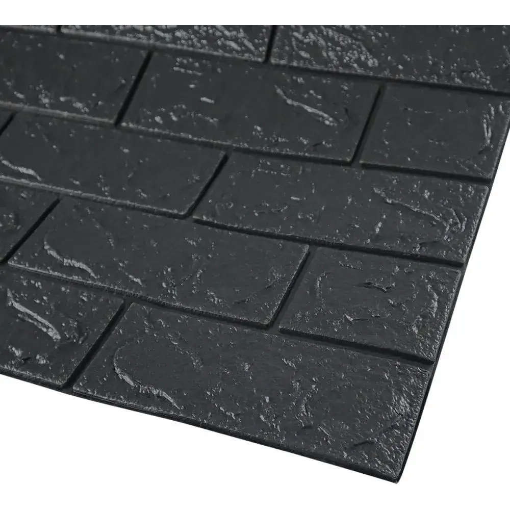 Set 10 Placi Tapet 3D, 70 x 77 cm, Grosime 3 mm, din Polietilena, Model Caramida, Suprafata acoperita 5.3 mp, Negru (3)