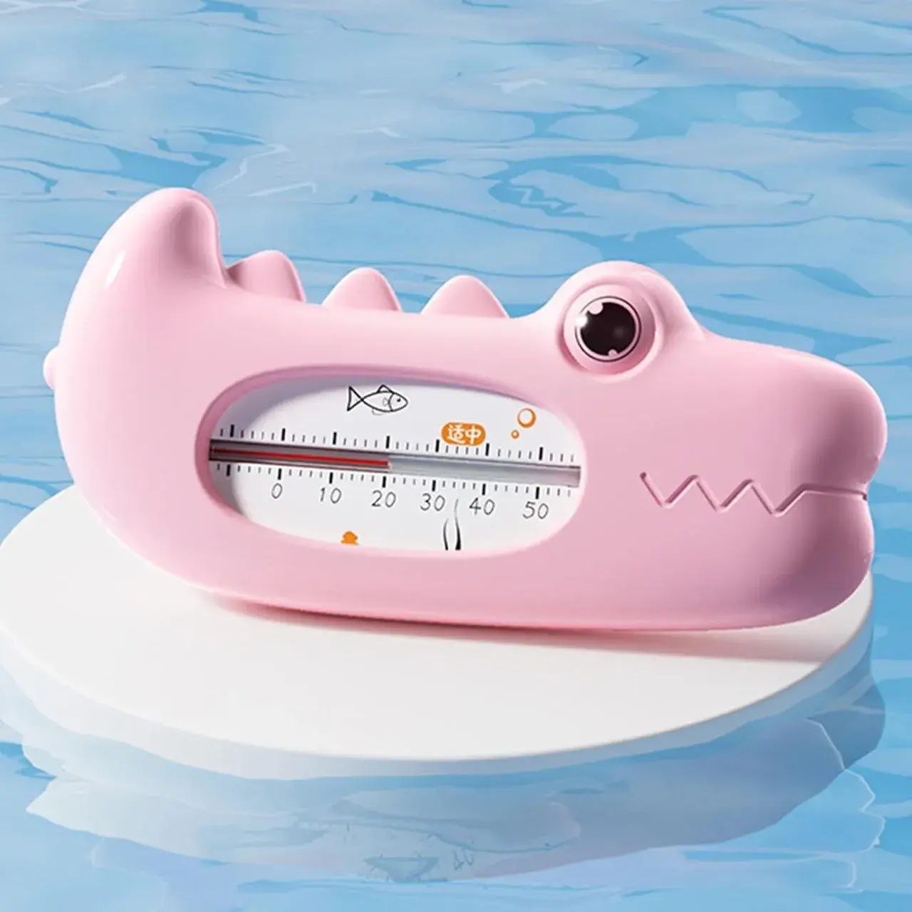 Termometru pentru Baie, Plutitor, Rezistent la apa, Multifunctional, Model Crocodil, 2.7x6.5x3.7 cm, Roz (2)
