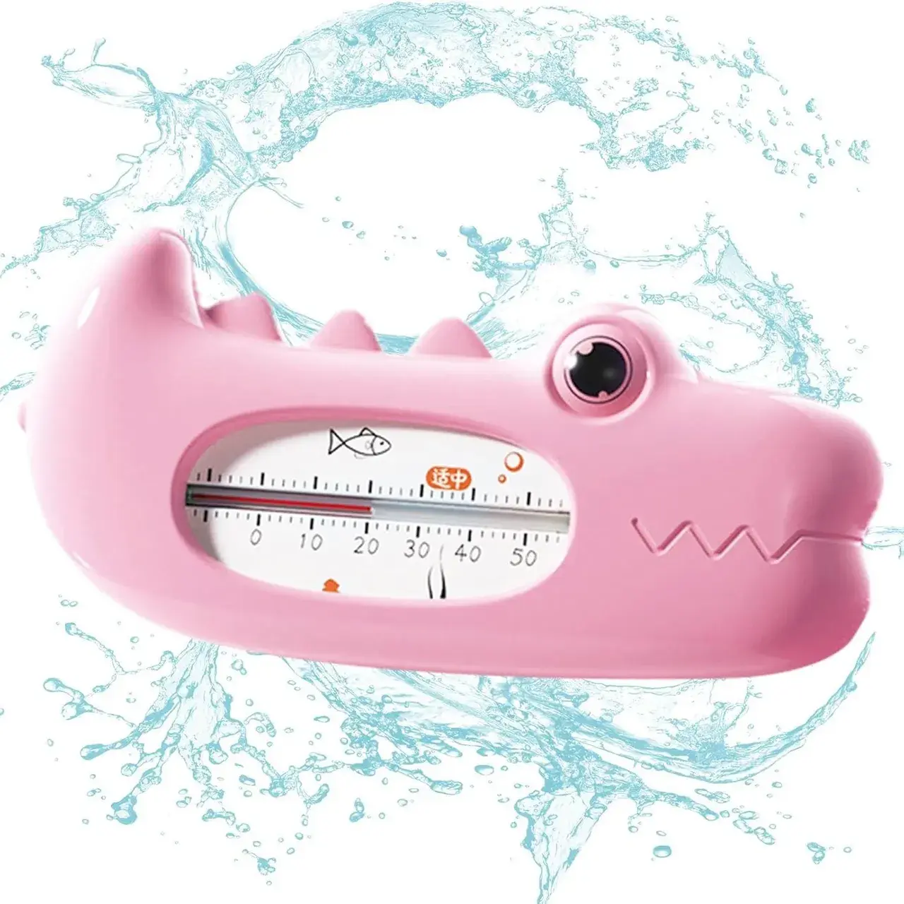 Termometru pentru Baie, Plutitor, Rezistent la apa, Multifunctional, Model Crocodil, 2.7x6.5x3.7 cm, Roz (3)