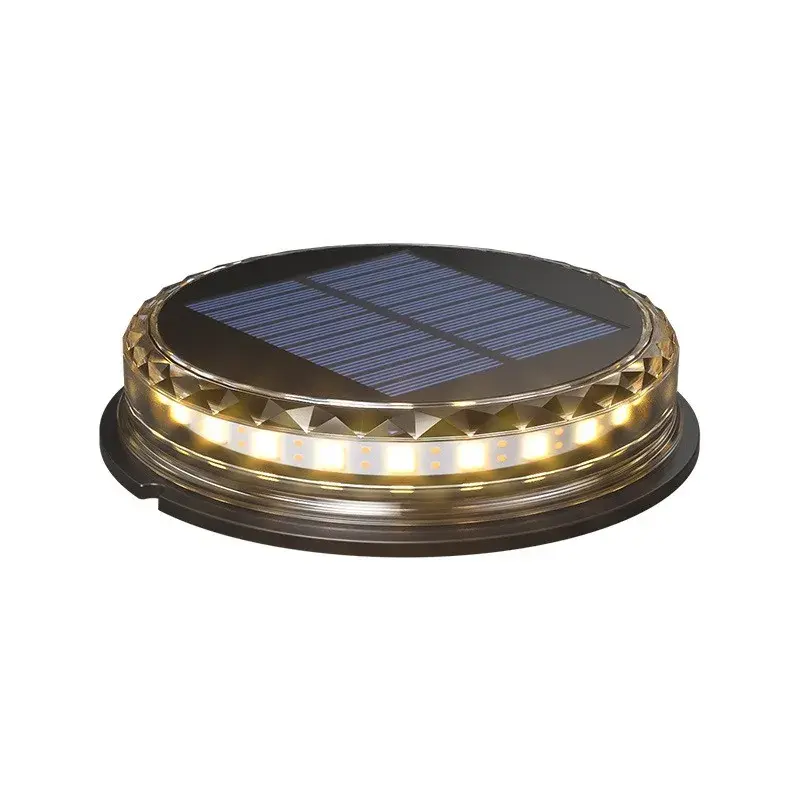 Lampa solara LED Set 4 Bucati, Tip Spot pentru Gradina, 8 LED-uri, ABS si Policarbonat, Baterie 1.2V, 600mah, 12 x 13.5 cm, Lumina Alba Cald, Negru/Auriu (5)