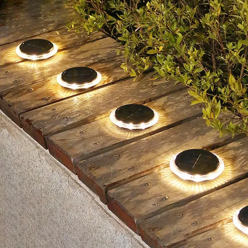 Lampa solara LED Set 4 Bucati, Tip Spot pentru Gradina, 8 LED-uri, ABS si Policarbonat, Baterie 1.2V, 600mah, 12 x 13.5 cm, Lumina Alba Cald, Negru/Auriu (7)