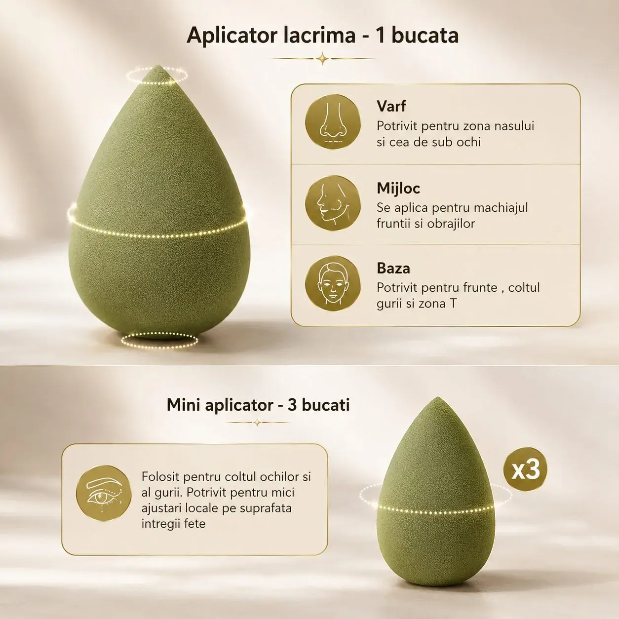 Bureti de Machiaj, Set Premium 7 bucati, Burete pentru Pudra de Machiaj, Forma Ovala, Poliuretan Hidrofil, Mov (5)