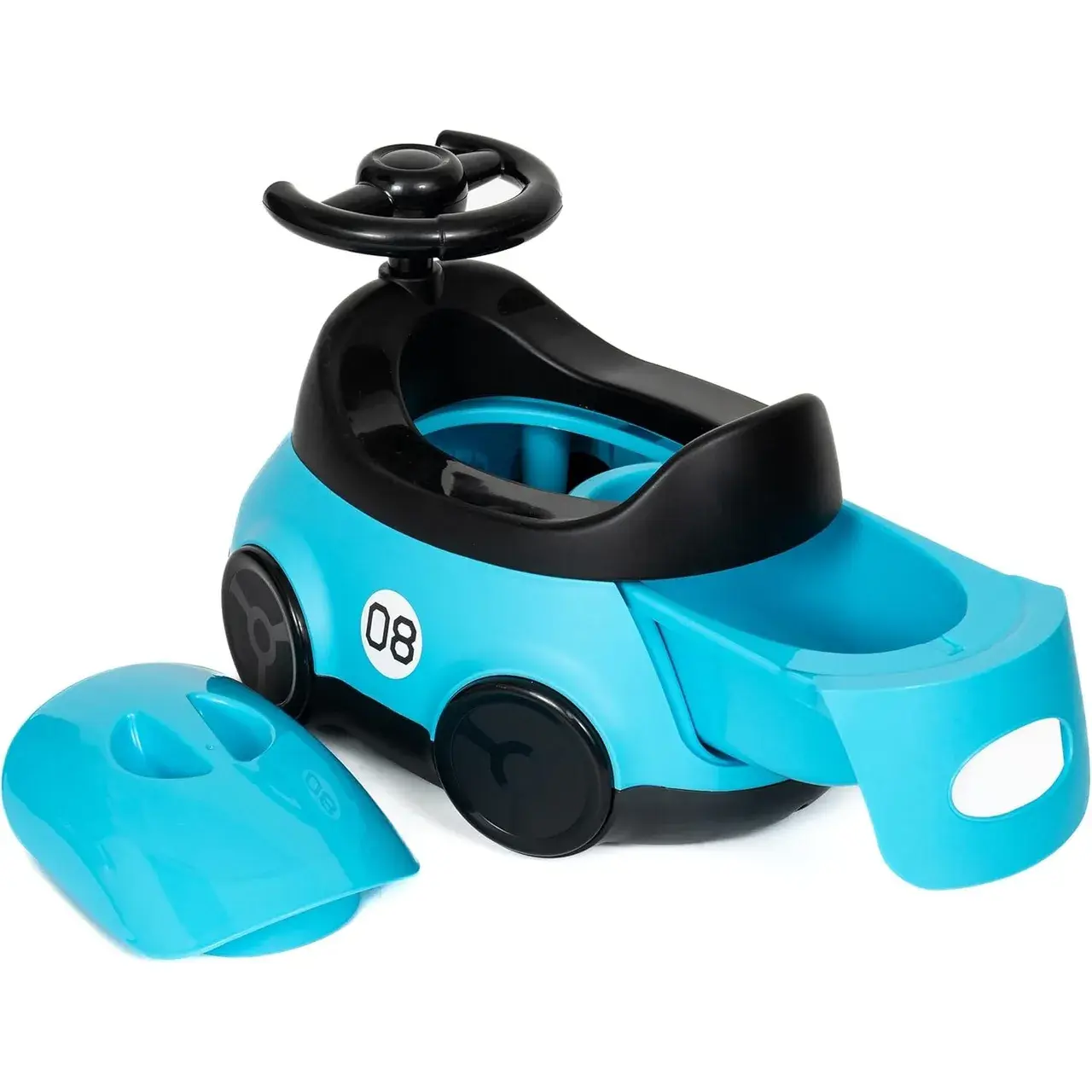 Olita pentru Copii, +1an, Portabila, Design Masinuta cu Capac, Model Prietenos, Non-Toxic, Compartiment Detasabil, Usor de Curatat, Albastru (5)