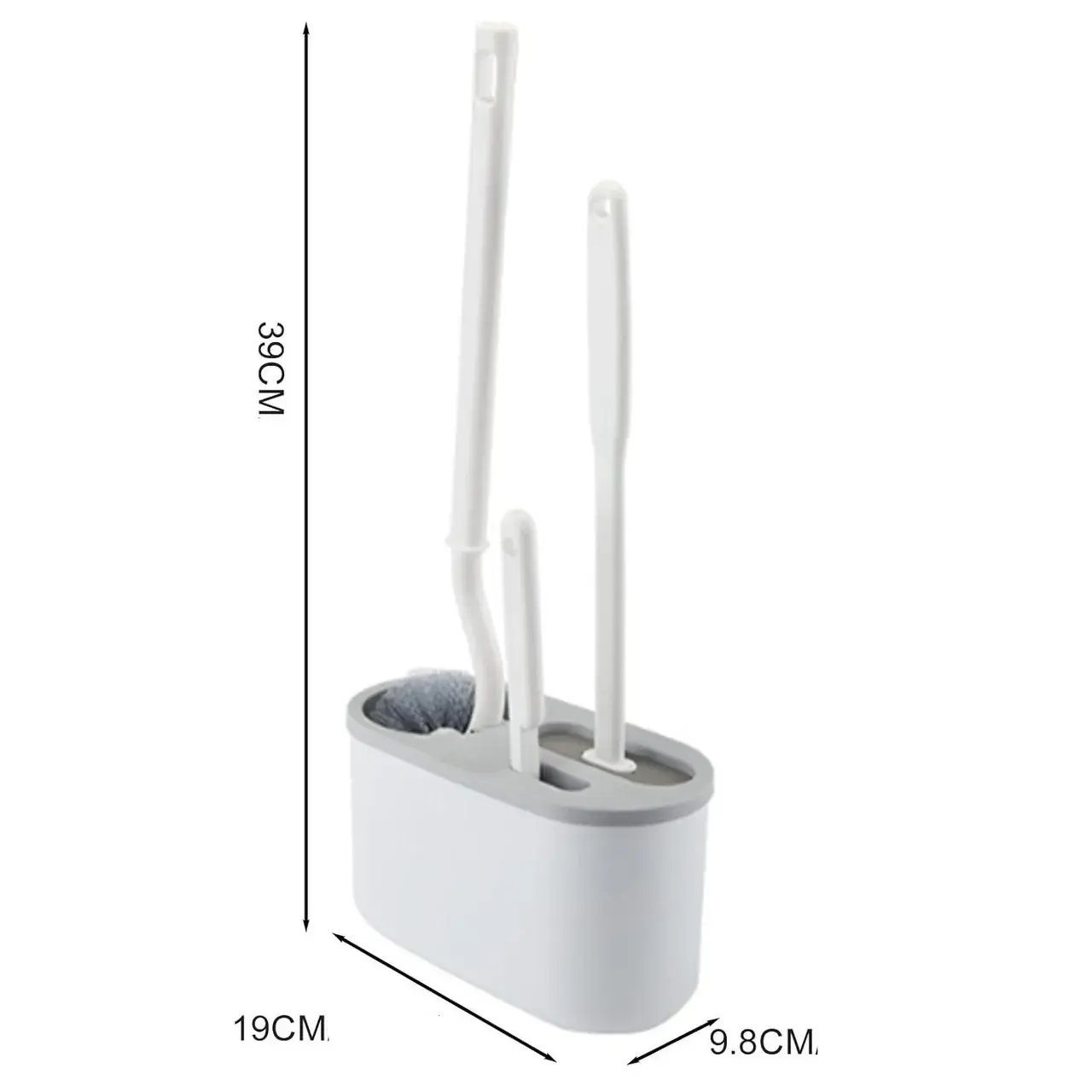 Set 3 Perii pentru Toaleta, din Silicon, Perie Zimtata, Cap Flexibil, Suport Adeziv pentru Montarea pe Perete, 39 x 19 x 9.8 cm, Gri/Alb (5)