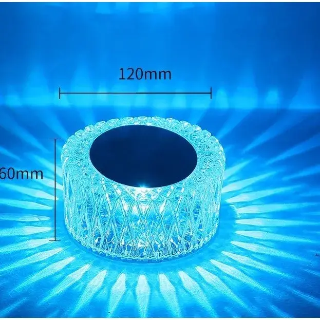 Lampa LED RGB 16, 3 Nivele de Intensitate, Incarcare USB, 3W, Cristal Acrilic, 6x12 cm, Telecomanda, Transparent (7)