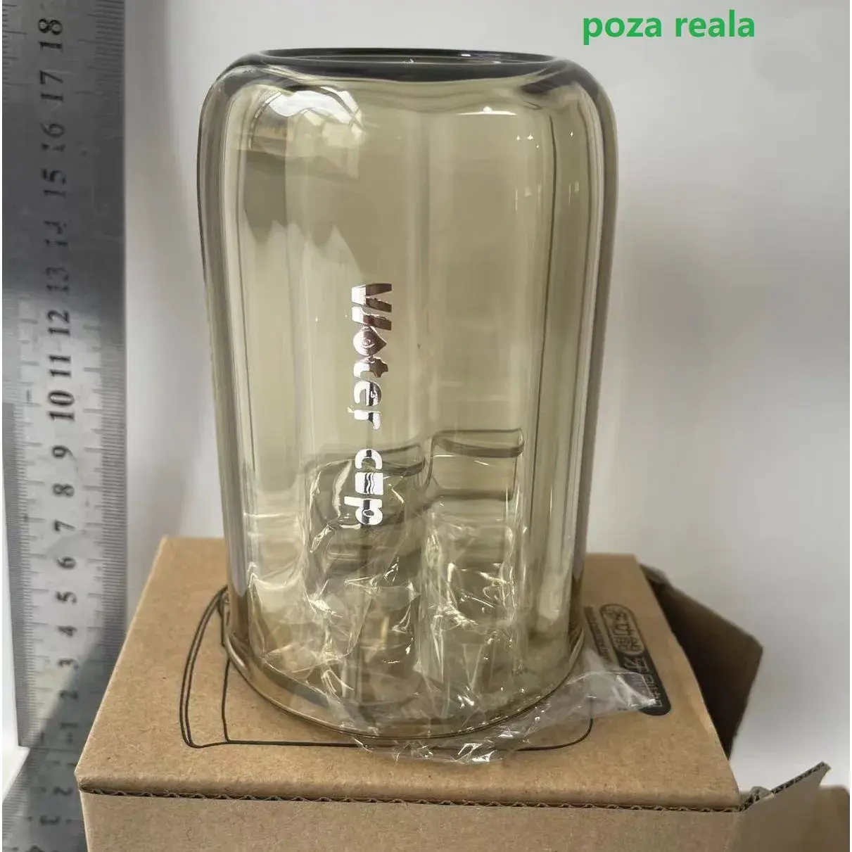 Suport Multifunctional 2 in 1, Pahar si Suport pentru Periuta de Dinti, Plastic, Dimensiune: 10.4 x 7.3 x 7.3 cm, Maro Galbui (2)