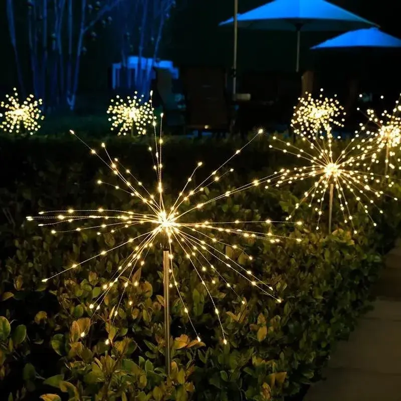 Lampa Solara, Decor Gradina, Model Fireworks/Artificii, din Sarma de Cupru, 120 LED-uri, 55W, 90 cm, Alb Cald (3)