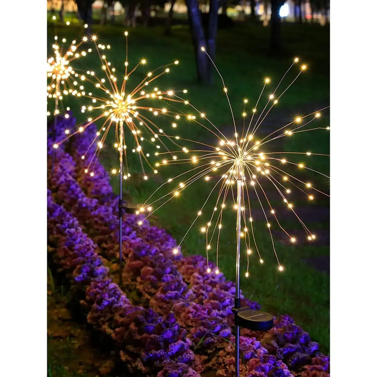 Lampa Solara, Decor Gradina, Model Fireworks/Artificii, din Sarma de Cupru, 120 LED-uri, 55W, 90 cm, Alb Cald (5)