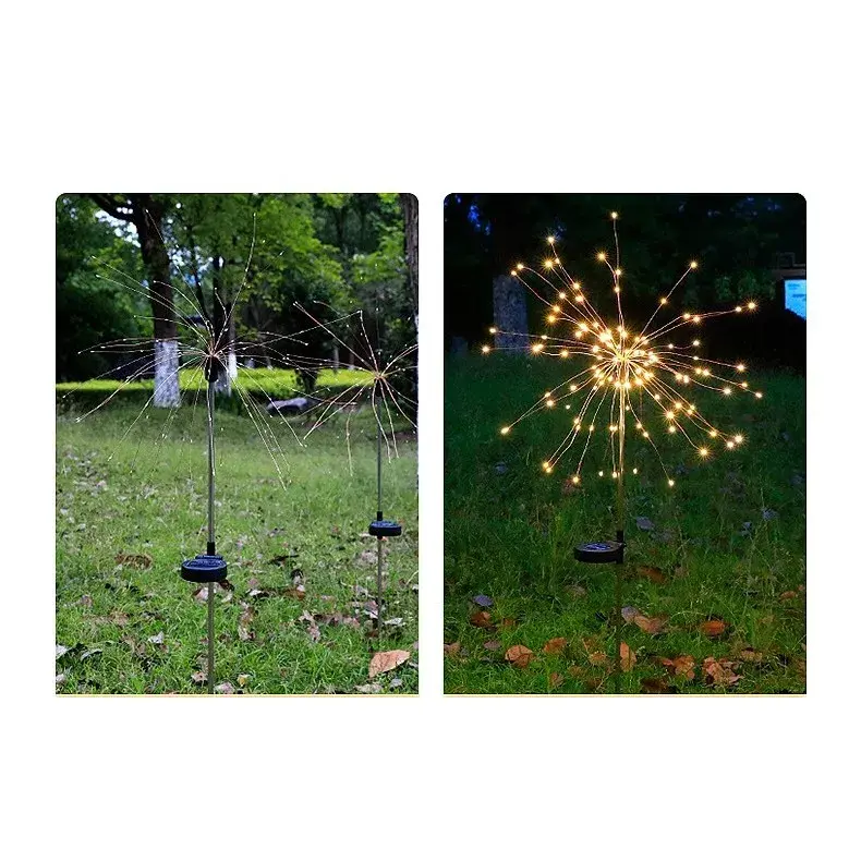 Lampa Solara, Decor Gradina, Model Fireworks/Artificii, din Sarma de Cupru, 120 LED-uri, 55W, 90 cm, Alb Cald (6)