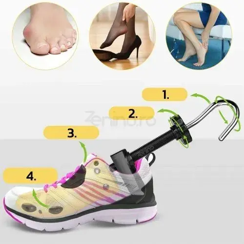 Set 2 Sanuri/Calapoade Reglabilile, pentru Alungit si Largit Pantofi, Geanta si Incaltator Incluse, Universale, Unisex, din ABS Premium, Arc, Marime 30 - 36, Galben (8)