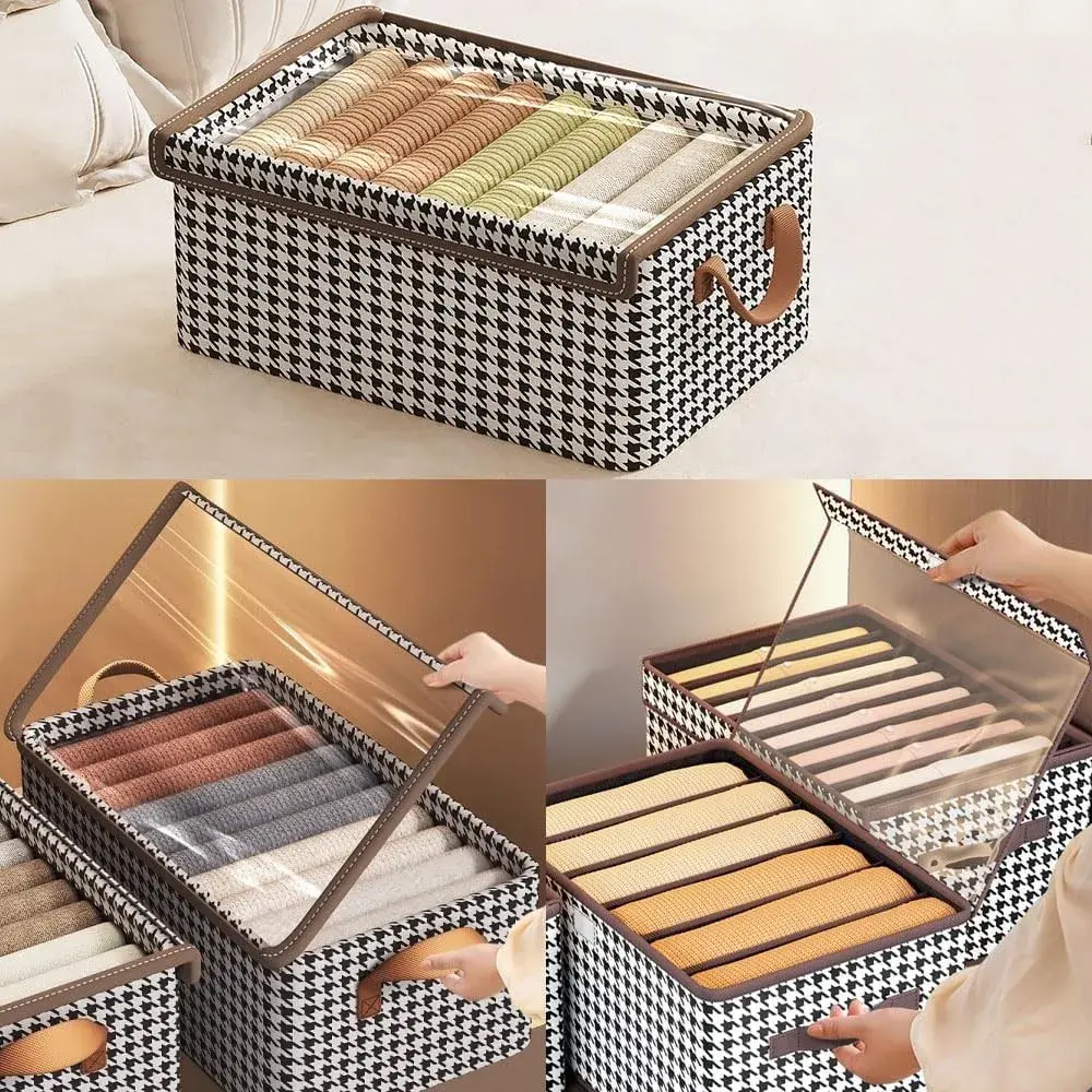 Cutie Depozitare, Capac Transparent, Model In Carouri, Model (8)