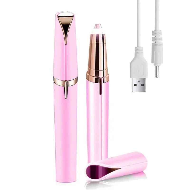 Trimmer Facial pentru Sprâncene și Păr Facial, Reîncărcabil USB, Design Compact, ABS, 1.5 x 13 cm, Roz (2)