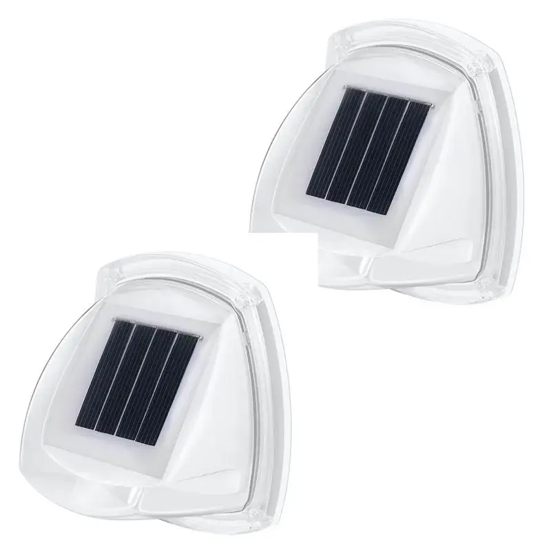 Lampa Solara LED pentru Gradina, Set 2 Bucati, Tip Aplica pe Perete, 8.5 x 9 cm, 2V, ABS, 600mAh, Rezistent la apa, 8 LED-uri Alb Rece, Alb (2)