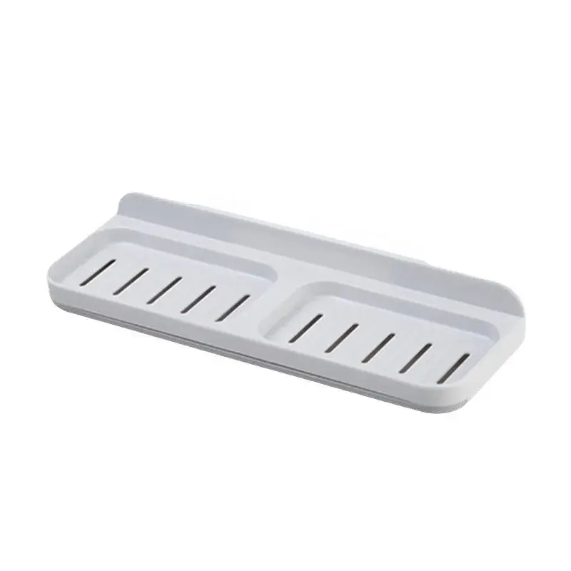Savoniera Dubla, de Perete, cu Compartiment de Scurgere, Montare prin Lipire, 26 x 8 x 4 cm, Gri/Alb (6)