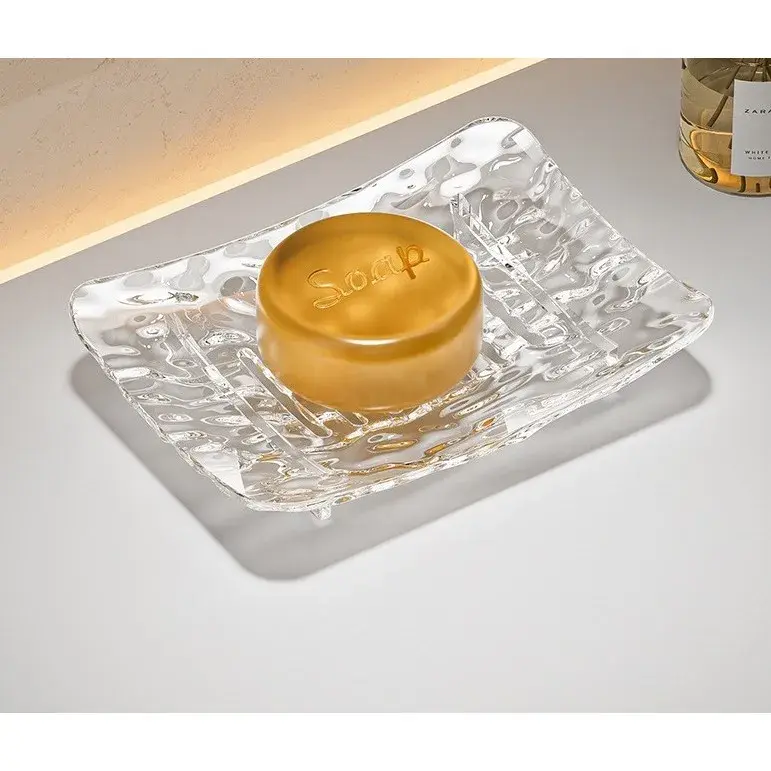 Savoniera din Plastic, 11 x 8 cm, cu Scurgere Apa, Design Modern, Transparent (3)