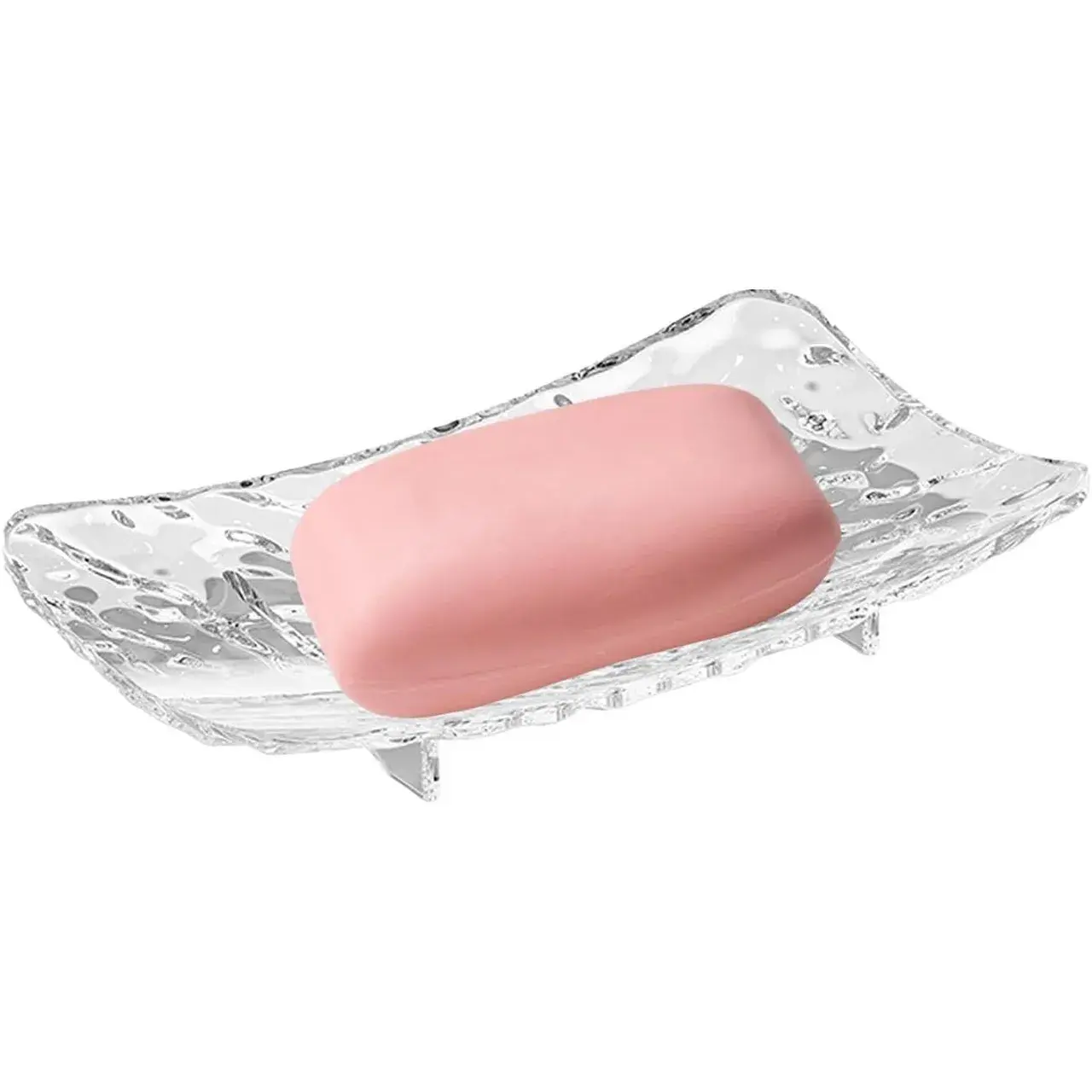 Savoniera din Plastic, 11 x 8 cm, cu Scurgere Apa, Design Modern, Transparent (4)