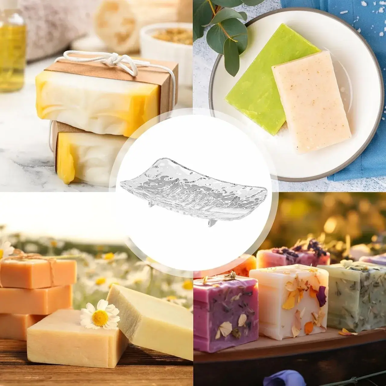 Savoniera din Plastic, 11 x 8 cm, cu Scurgere Apa, Design Modern, Transparent (5)