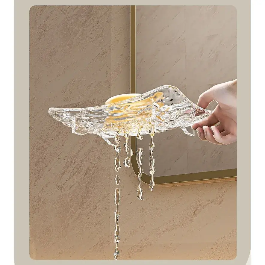 Savoniera din Plastic, 11 x 8 cm, cu Scurgere Apa, Design Modern, Transparent (6)