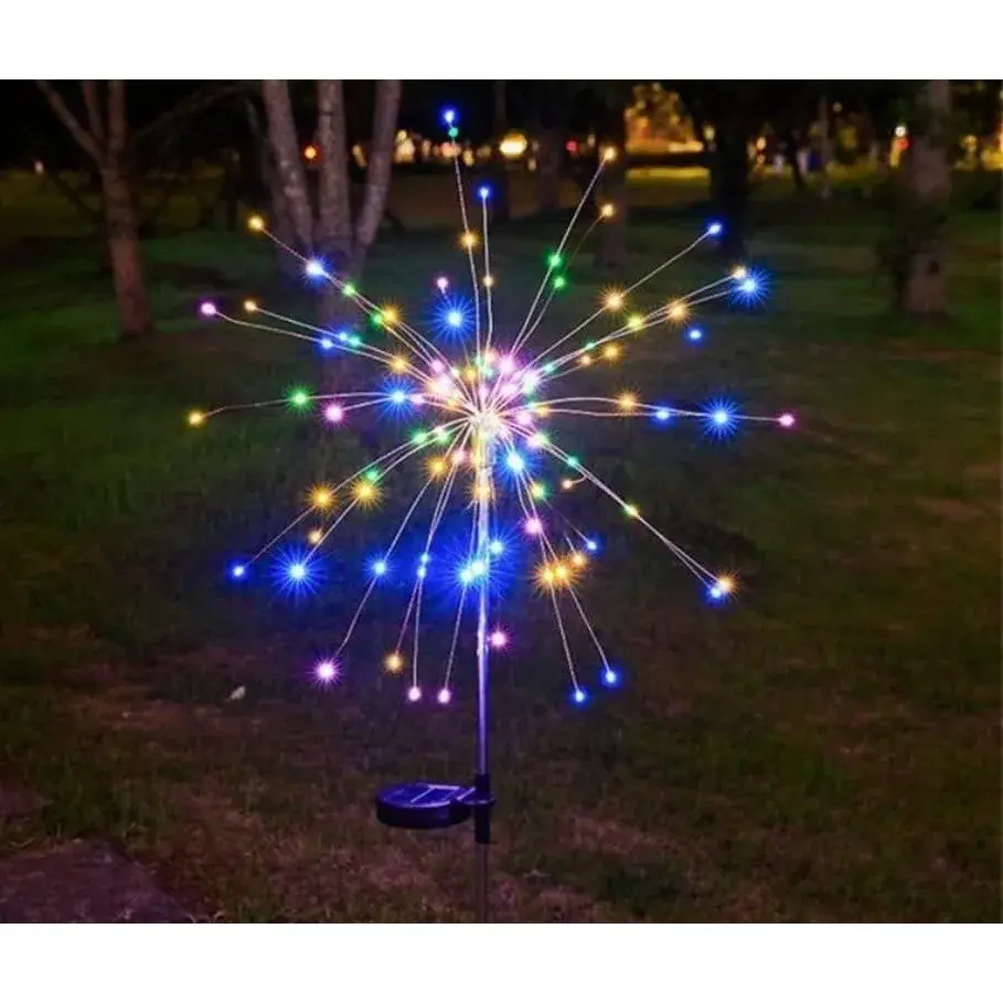 Lampa Solara, Decor Gradina, Model Fireworks/Artificii, din Sarma de Cupru, 120 LED-uri, 55W, 90 cm, Multicolor