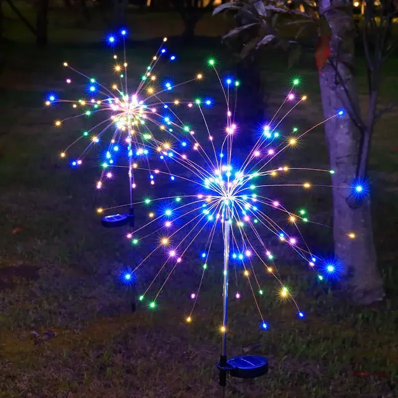 Lampa Solara, Decor Gradina, Model Fireworks/Artificii, din Sarma de Cupru, 120 LED-uri, 55W, 90 cm, Multicolor (2)