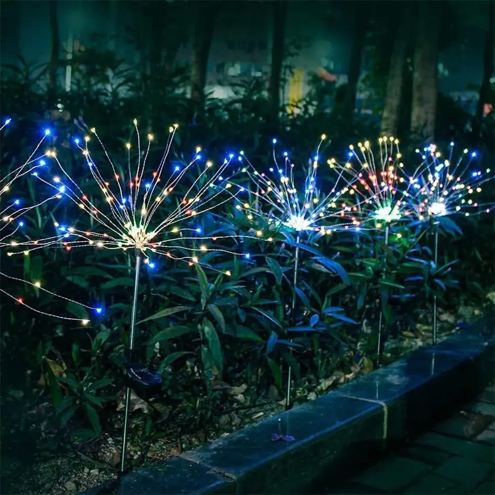 Lampa Solara, Decor Gradina, Model Fireworks/Artificii, din Sarma de Cupru, 120 LED-uri, 55W, 90 cm, Multicolor (3)