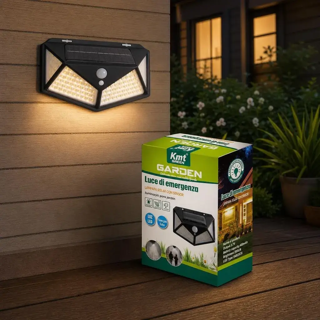 Lampa Solara, Iluminare pe Patru Fete, 114 LED-Uri, Alimentare Solara, pentru Gradina, Curte si Terasa (6)