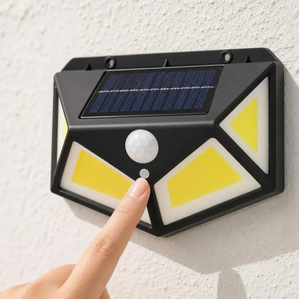 Lampa Solara de Perete, Senzor de Miscare, Alimentare Solara, Iluminare Automata pentru Exterior, pentru Gradina, Curte si Terasa, 9.8x13.5 cm, Negru (4)